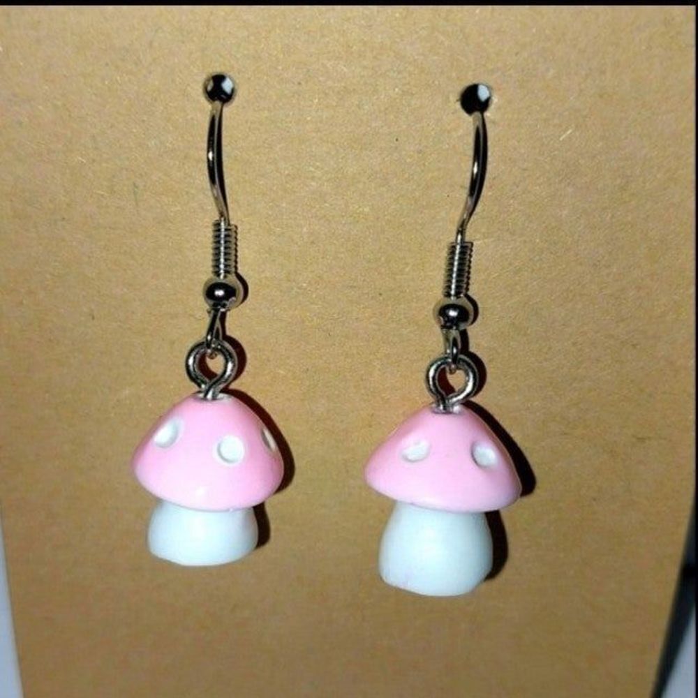 Hand crafted mushroom dingle earrings